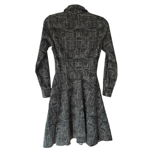 SERENA & LILY NWOT BUTTON FRONT “JANE ” SHIRT DRESS BLACK & WHITE | SIZE: 0 - Picture 8 of 12